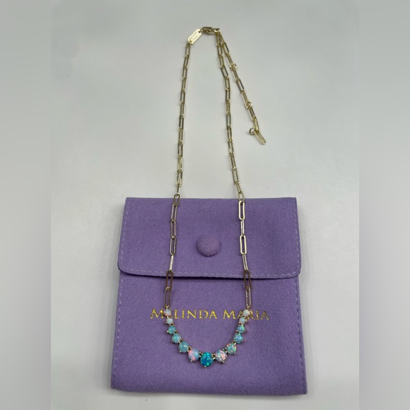 NWT Melinda Maria Gold “Not Your Basic Graduated Ombré Samantha Tennis Necklace” - Picture 2 of 8